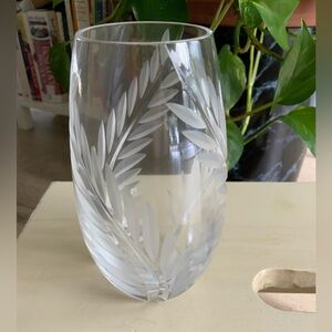 Mikasa Cut Crystal Leaf Pattern Vase